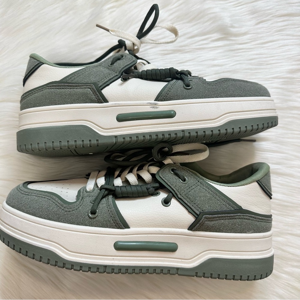 Nanamacs Belovely Green and White Platform Retro Sneakers Size 10 - Picture 11 of 16